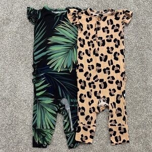 Posh Peanut Jungle and Leopard Print Rompers- EUC/GUC